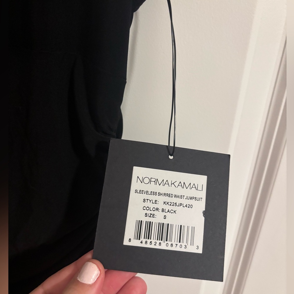 NWT NORMA KAMALI Black Shirred Waist Sleeveless Jumpsuit Size Small - Picture 8 of 14